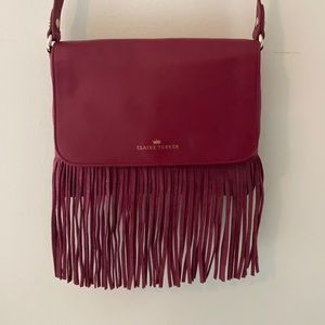 Elaine Turner Red Leather Fringe Crossbody Bag